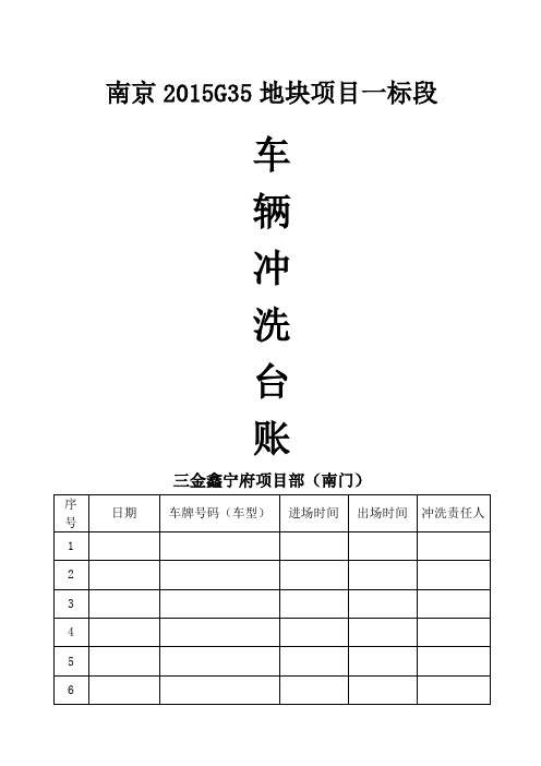 车辆进出冲洗台账