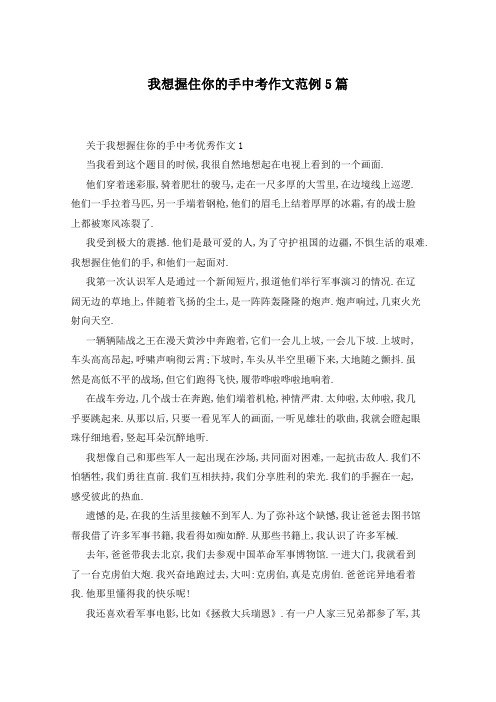 我想握住你的手中考作文范例5篇