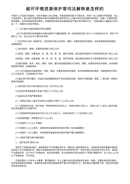 破坏环境资源保护罪司法解释是怎样的