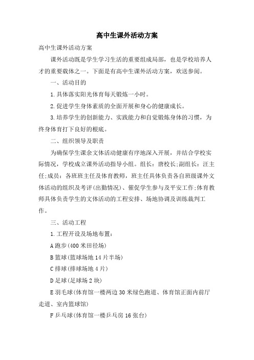 高中生课外活动方案