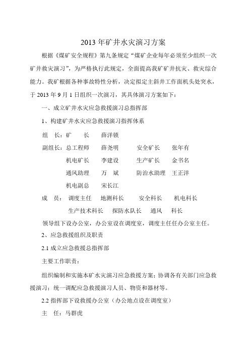 2011年矿井水灾灾演习方1