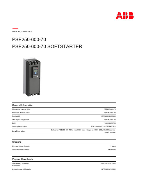 ABB PSE250-600-70 SOFTSTARTER 产品说明书