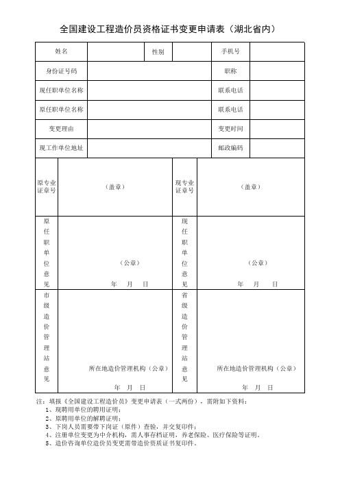 造价员变更申请