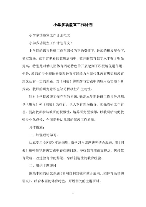 小学多功能室工作计划