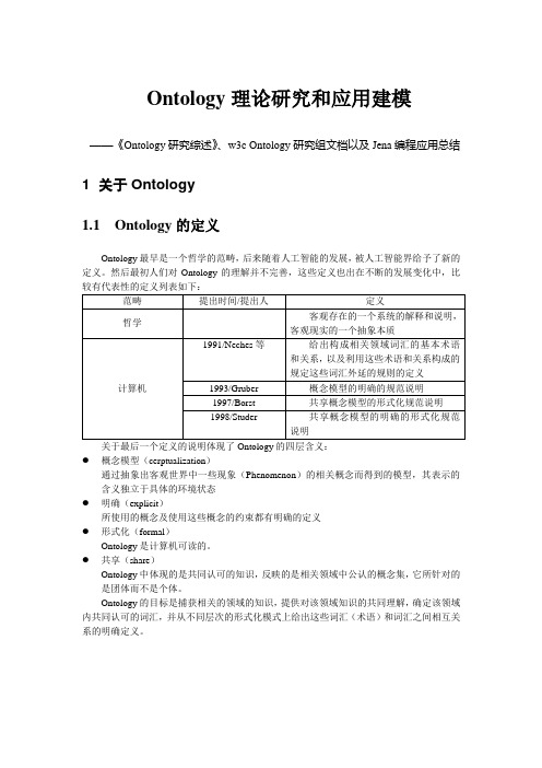 Ontology理论研究和应用建模