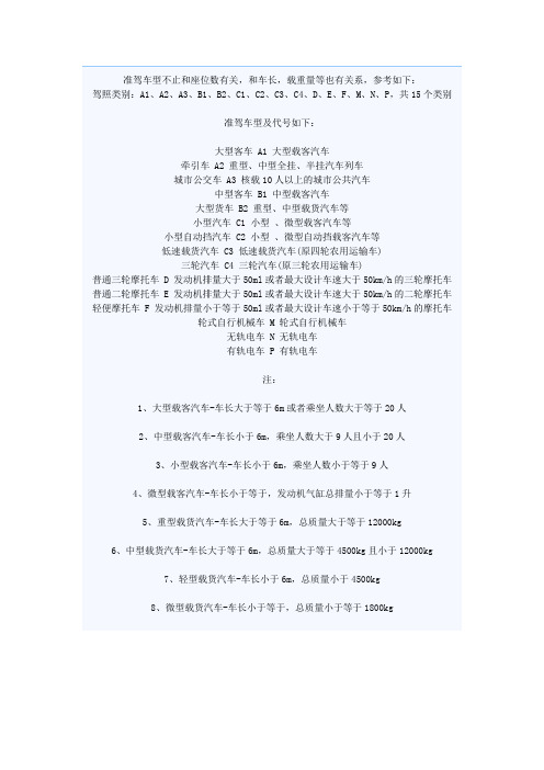 驾驶证准驾标准