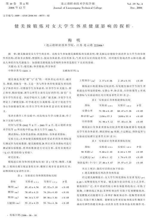 健美操锻炼对女大学生体质健康影响的探析