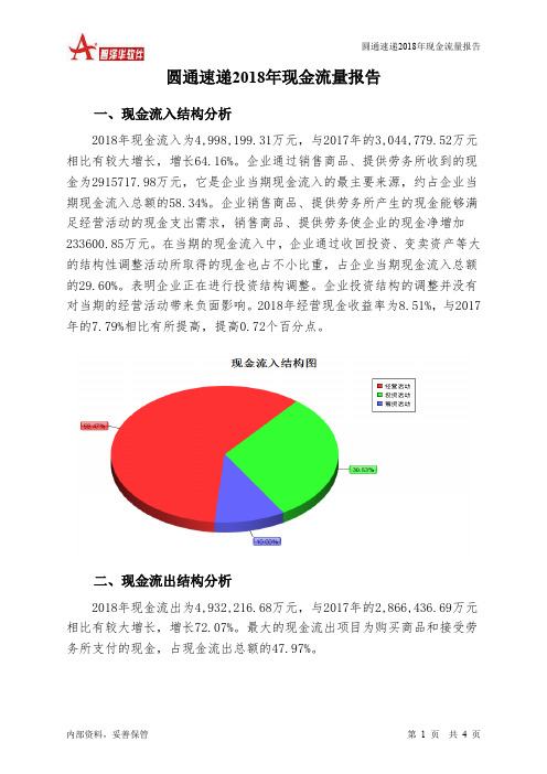 圆通速递2018年现金流量报告-智泽华