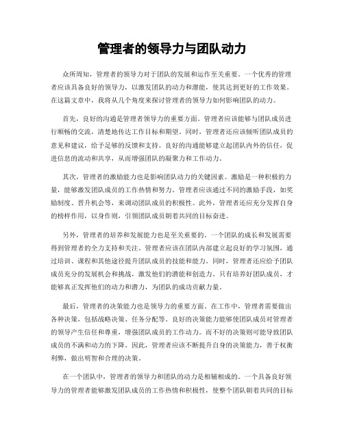 管理者的领导力与团队动力