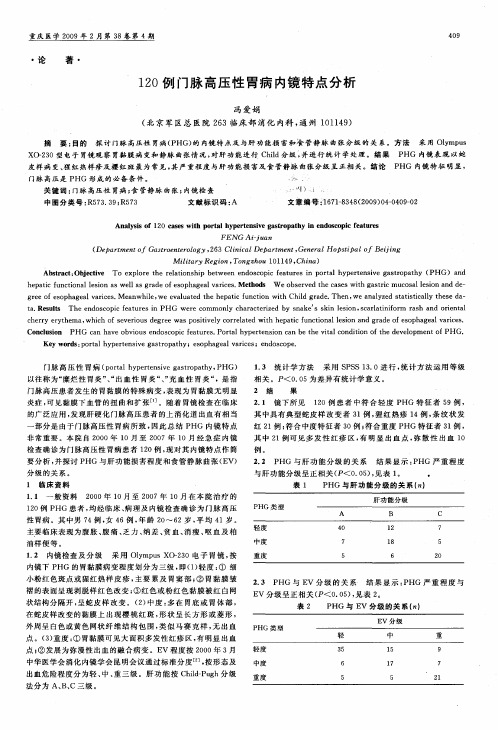 120例门脉高压性胃病内镜特点分析