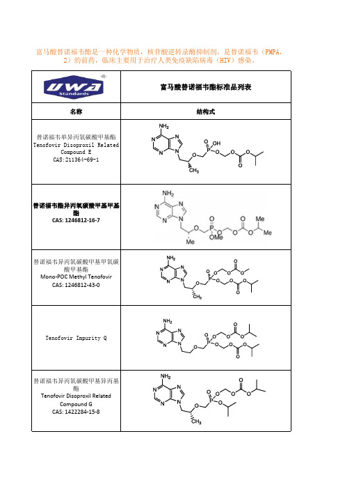 富马酸替诺福韦酯杂质 标准品 对照品