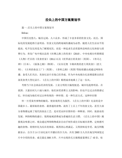 舌尖上的中国方案策划书