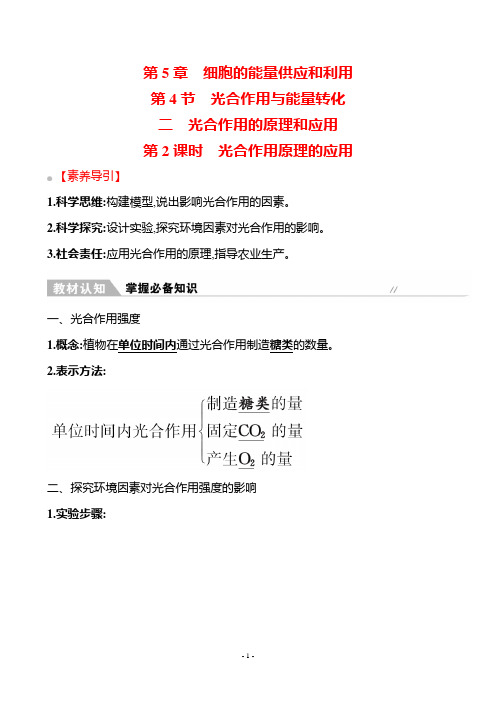 2022-2023学年  人教版 必修一 光合作用原理的应用 教案