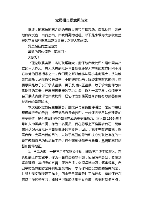 党员相互提意见范文