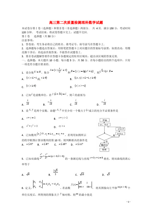 山东省菏泽市高三数学第二次模拟考试试题 理