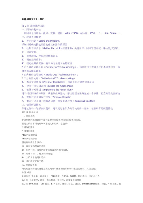 思科-网络专业人士笔记：故障处理