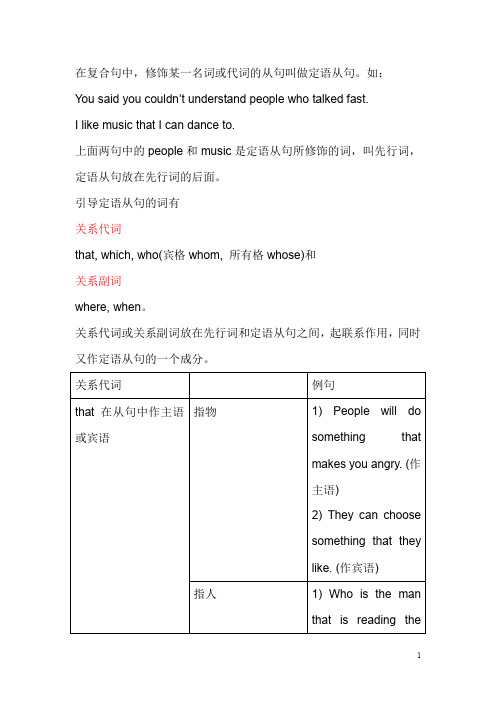定语从句The Attributive Clause(关系从句)《00013》