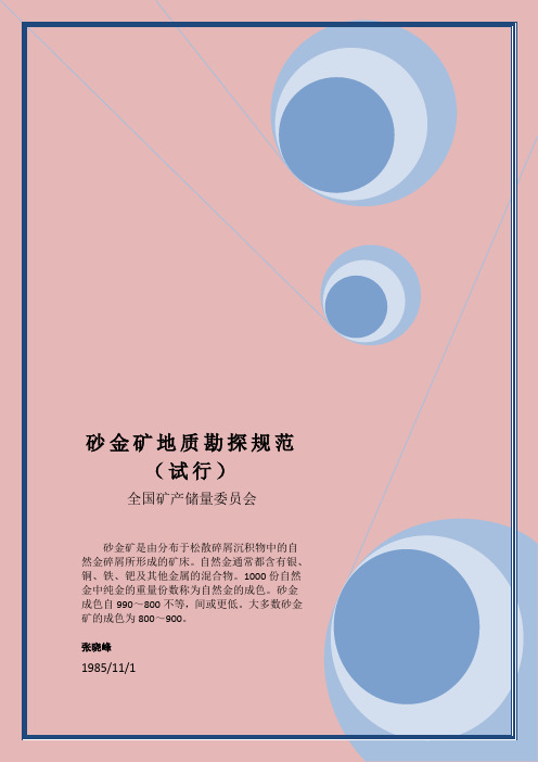 砂金矿地质勘探规范