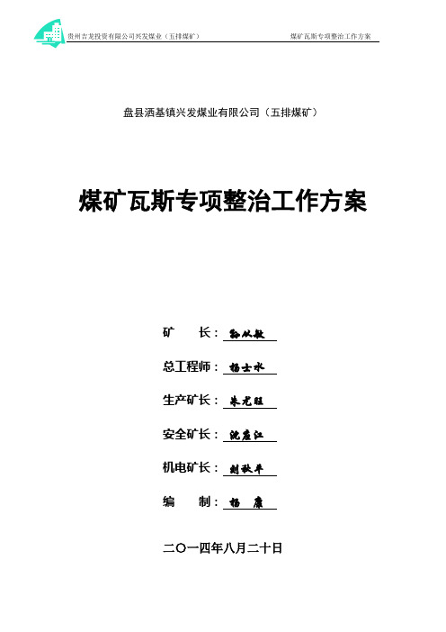 瓦斯专项整治工作方案