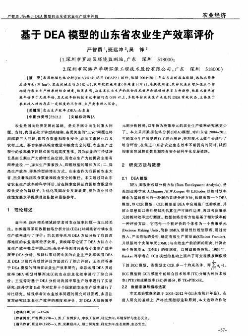 基于DEA模型的山东省农业生产效率评价