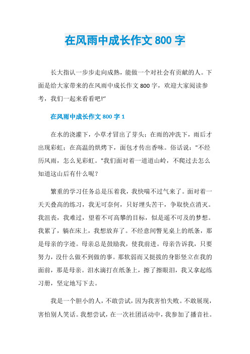 在风雨中成长作文800字
