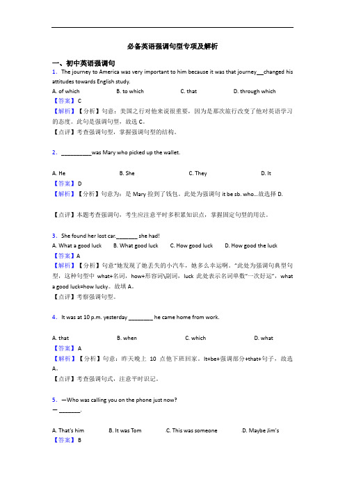 强调句型专项及解析(1)