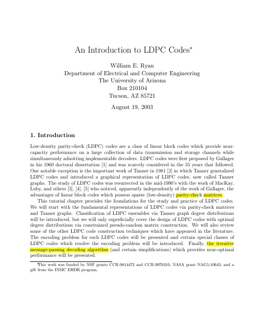an introduction to LDPC codes