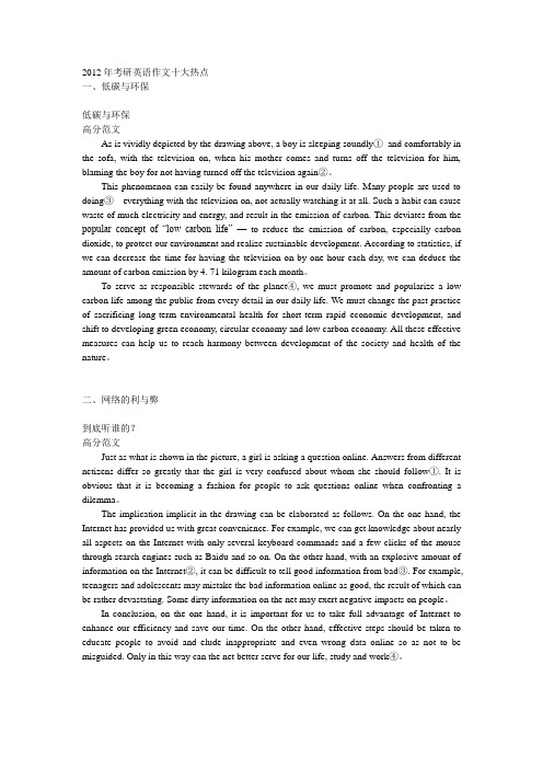 2012年考研英语作文十大热点