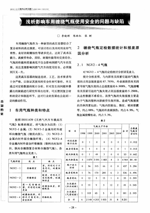 浅析影响车用缠绕气瓶使用安全的问题与缺陷