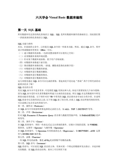 六天学会Visual Basic数据库编程