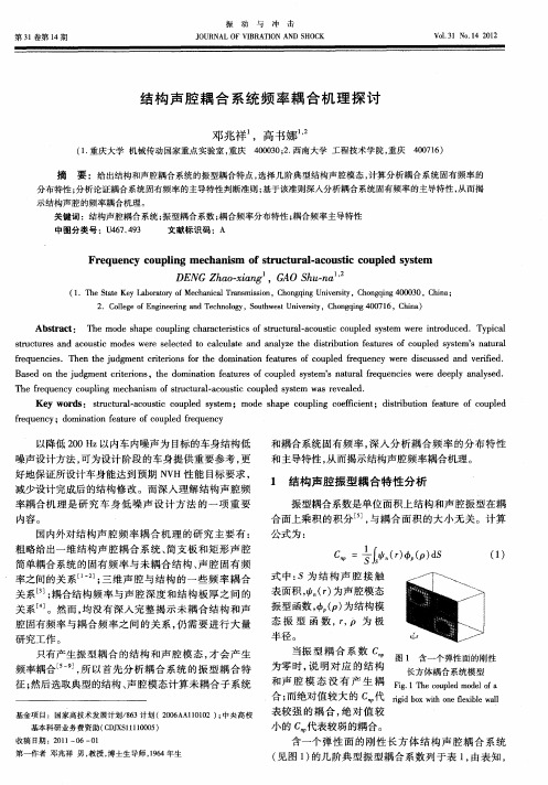 结构声腔耦合系统频率耦合机理探讨