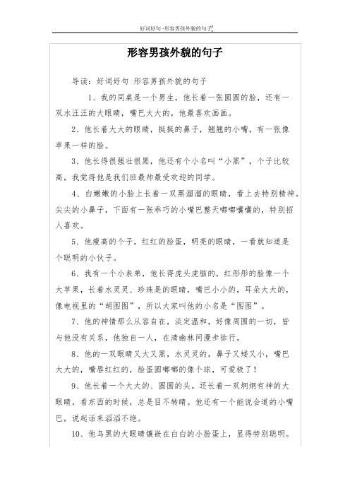 形容男孩外貌的句子