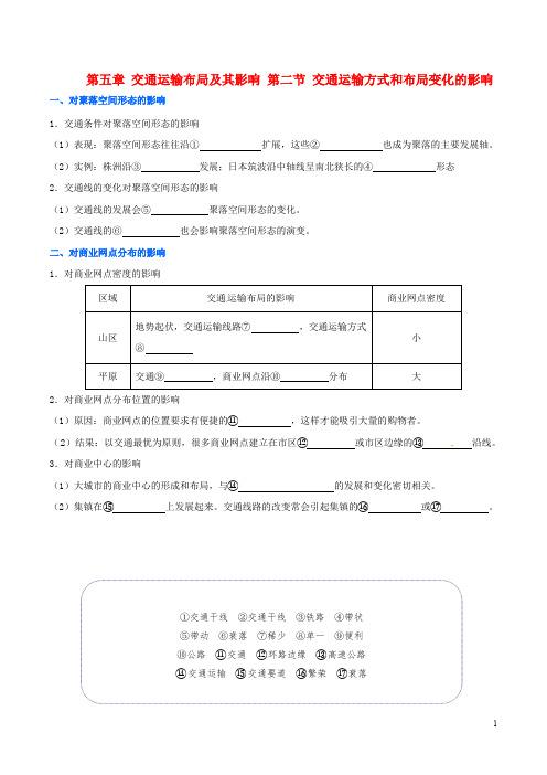 高中地理 第五章 交通运输布局及其影响 第二节 交通运输方式和布局变化的影响练习 新人教版必修2