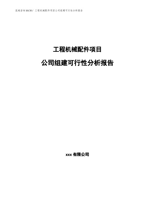 工程机械配件项目公司组建可行性分析报告