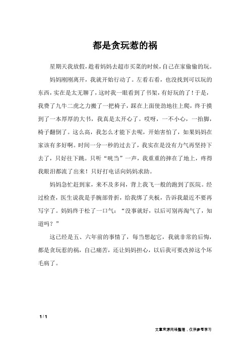 都是贪玩惹的祸_小学作文