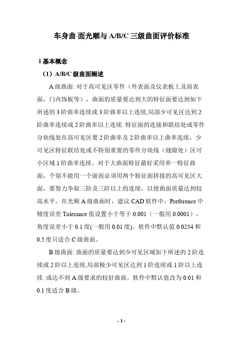 车身曲面光顺与a级曲面评价标准