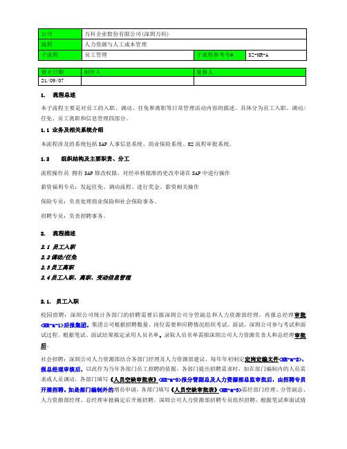 万科HR管理