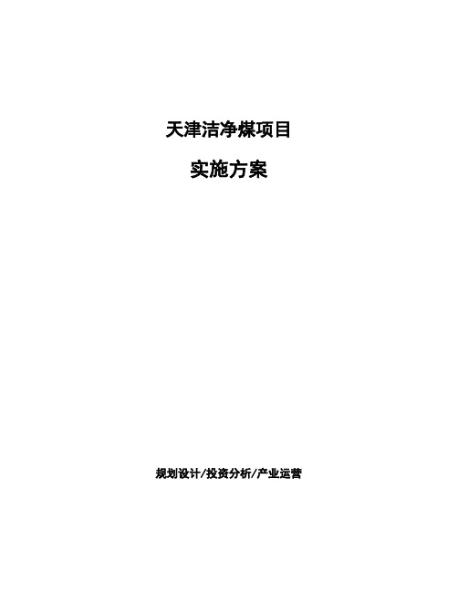 天津洁净煤项目实施方案