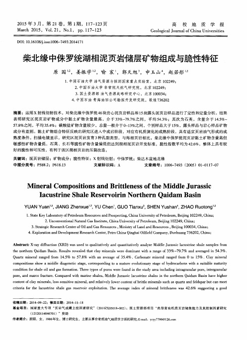 柴北缘中侏罗统湖相泥页岩储层矿物组成与脆性特征