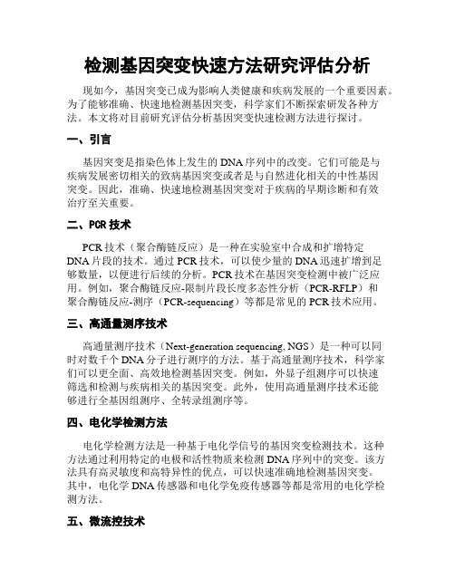 检测基因突变快速方法研究评估分析