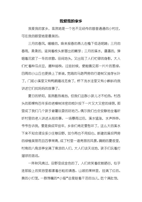 四年级作文：我爱我的家乡作文700字