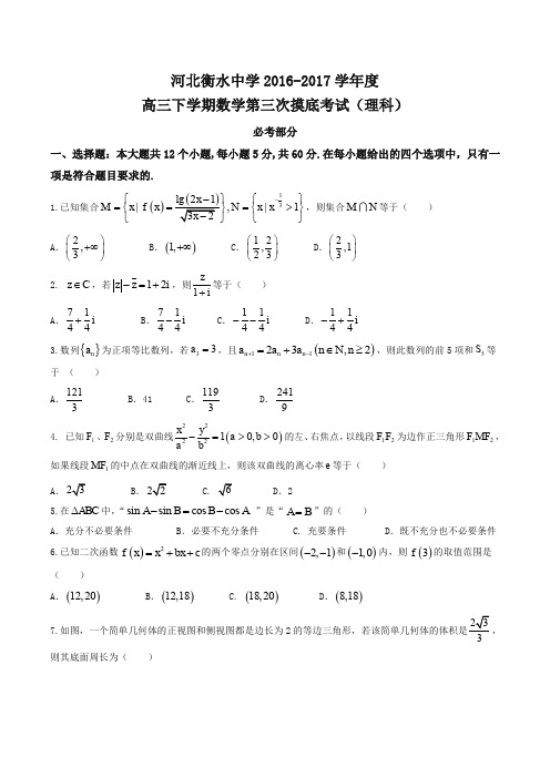 【全国百强校】河北省衡水中学2017届高三下学期第三次摸底考试理数试题