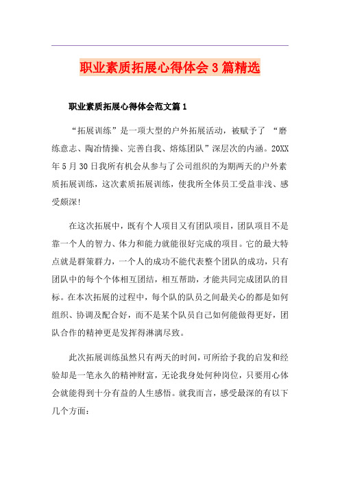 职业素质拓展心得体会3篇精选