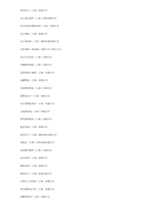 上海企事业名单