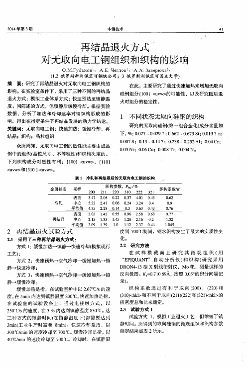 再结晶退火方式对无取向电工钢组织和织构的影响