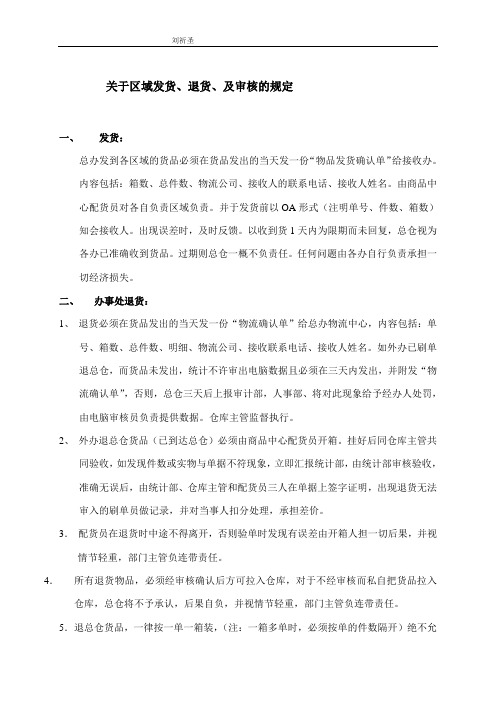 发货,退货,审单规定
