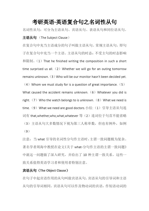 考研英语-英语复合句之名词性从句