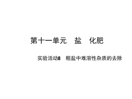 2019届人教版九年级化学下册课件：第11单元 实验活动 粗盐中难溶性杂质的去除(共15张PPT)