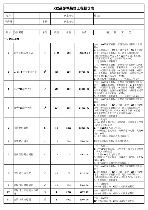 电影院装修报价及推荐材料