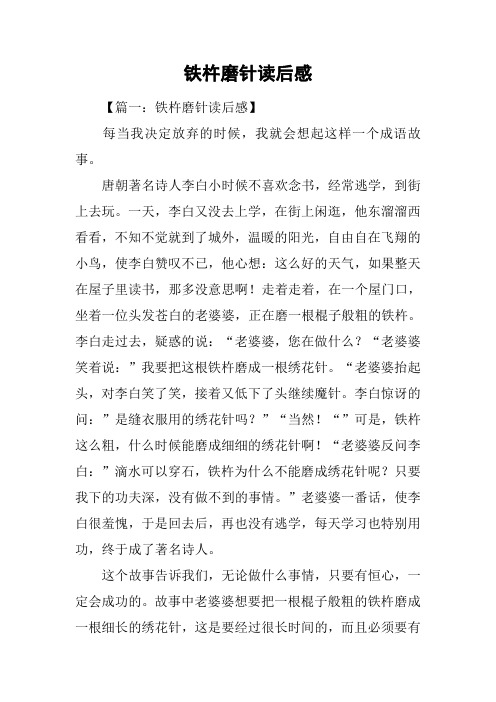 铁杵磨针读后感